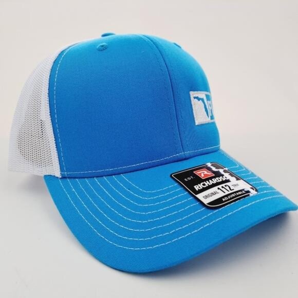 Retro Florida State Richardson 112 Trucker Cap Hat Mesh Snapback Blue & White